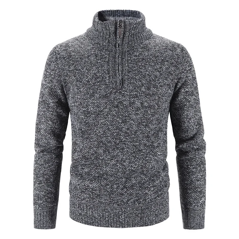 Men's Pullover Half-Zip Solid Color Knit Sweater